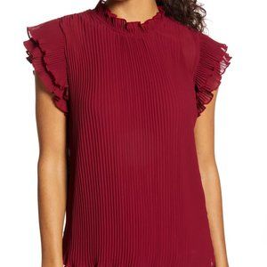 Gibson x Glam Jackson Pleated Ruffle Sleeve Blouse